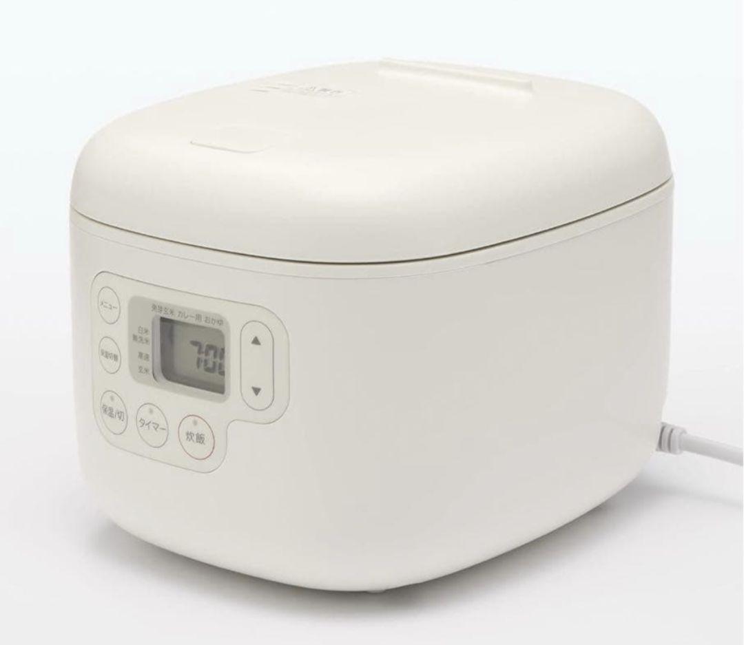 無印良品しゃもじ置き付き炊飯器 3合 白 幅20.8奥行25.4高さ18.6cm