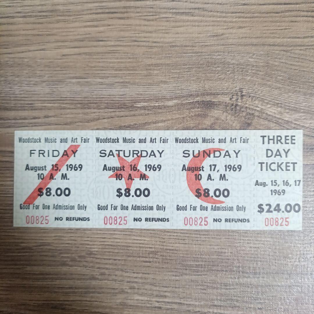 WOODSTOCK 1969年 未使用チケット 3日間通し券
