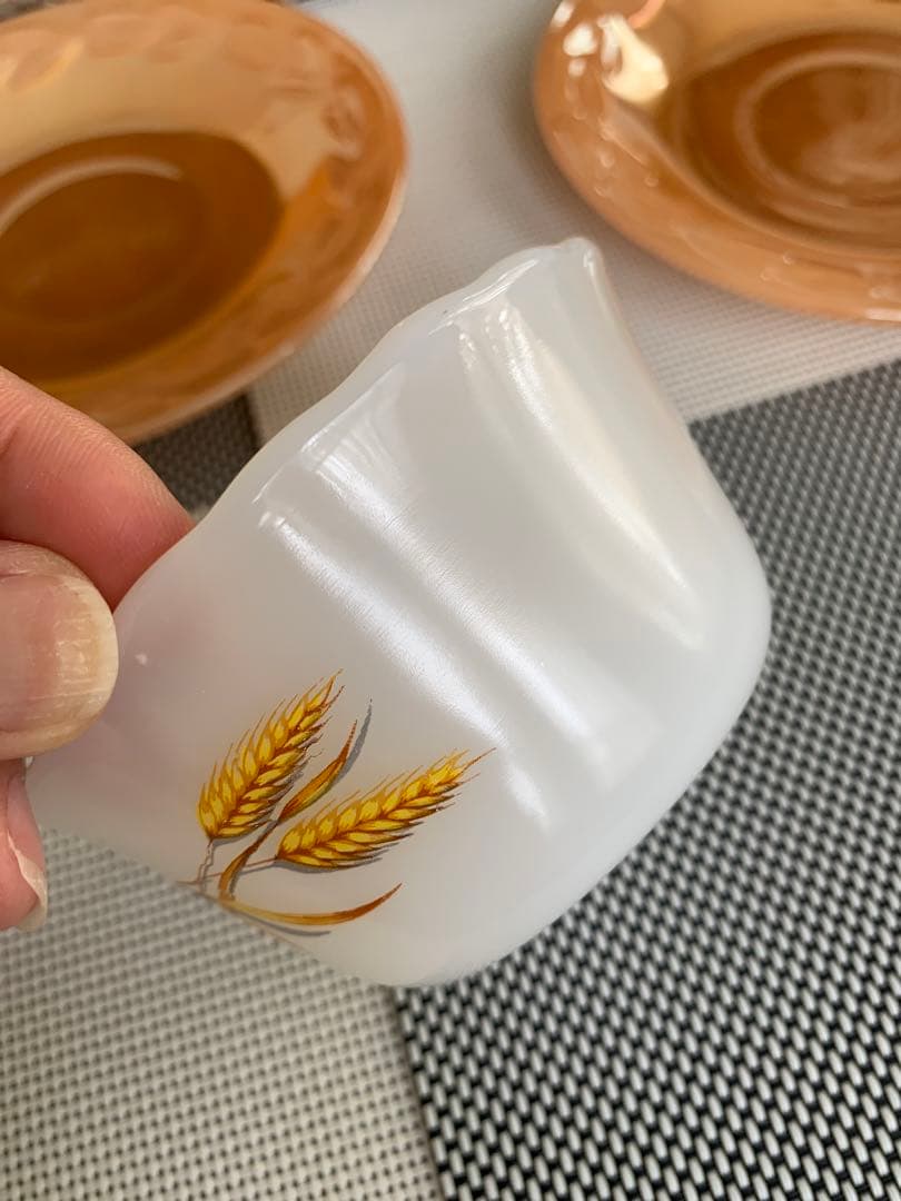 美品・アンカーホッキング　ウィートカスタードカップ 6個