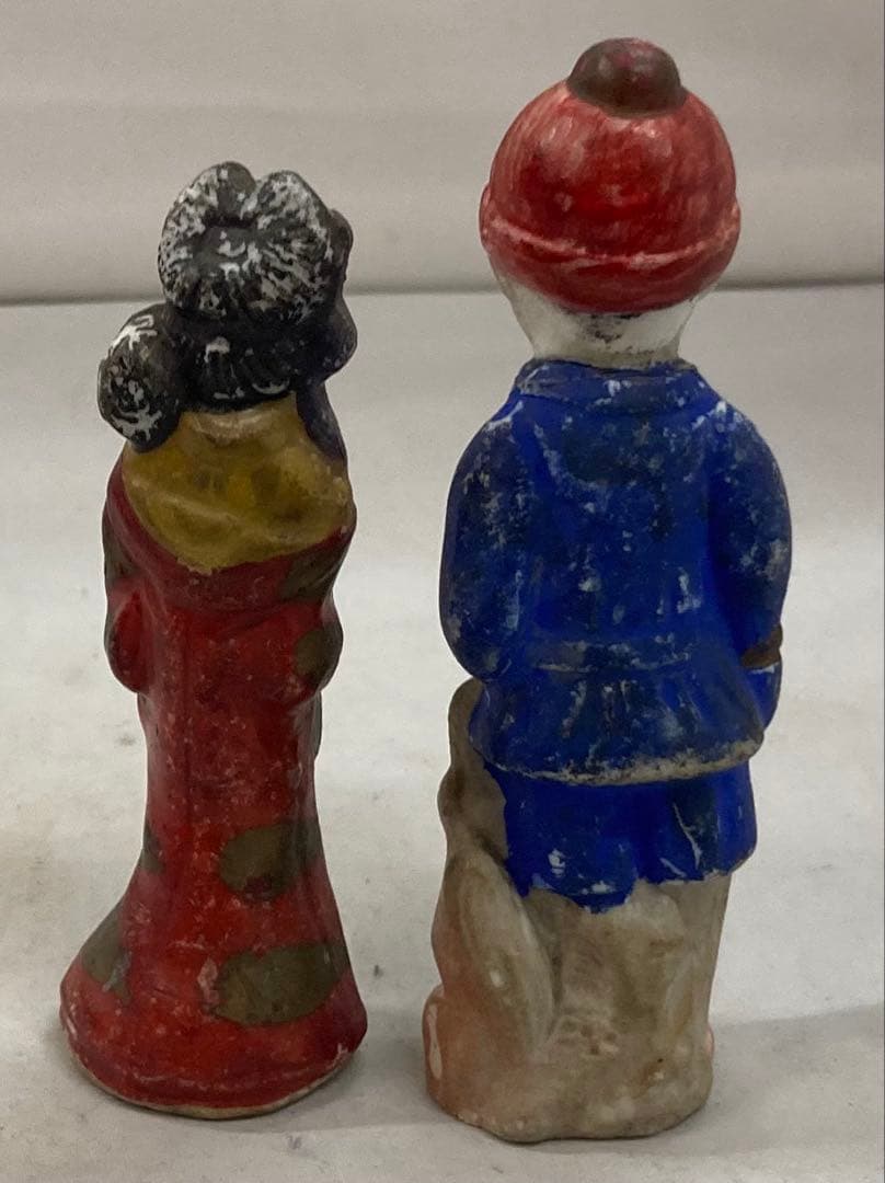 B427b「陶磁器人形 6体」戦前　レトロ　ヴィンテージ　男子　女子