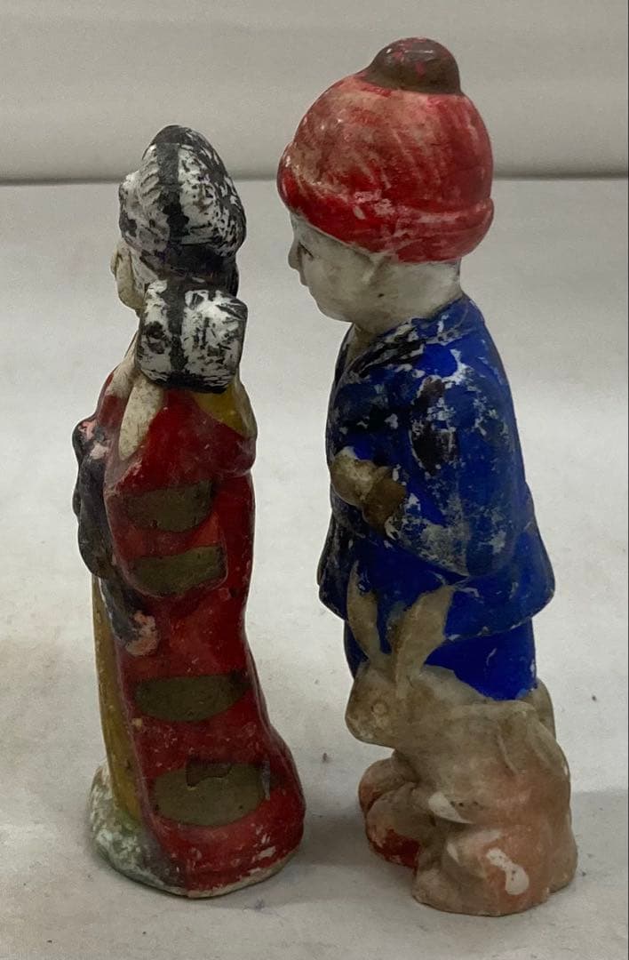 B427b「陶磁器人形 6体」戦前　レトロ　ヴィンテージ　男子　女子