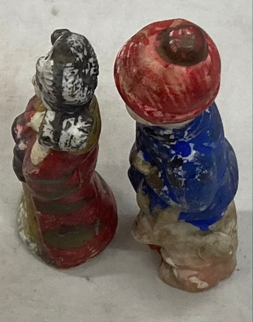 B427b「陶磁器人形 6体」戦前　レトロ　ヴィンテージ　男子　女子