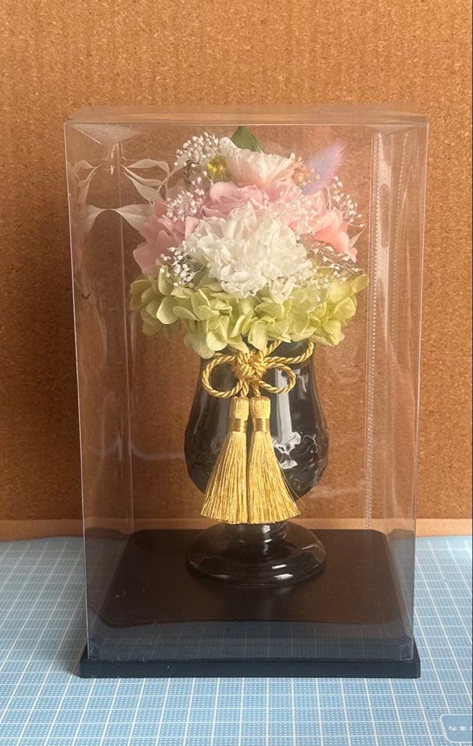 プリザーブドフラワーアレンジ仏花　一対　花器付き　お供え花