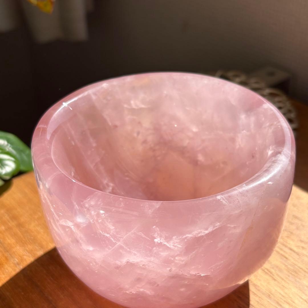 高品質 天然石 マダガスカル産ローズクォーツ ボウル895g