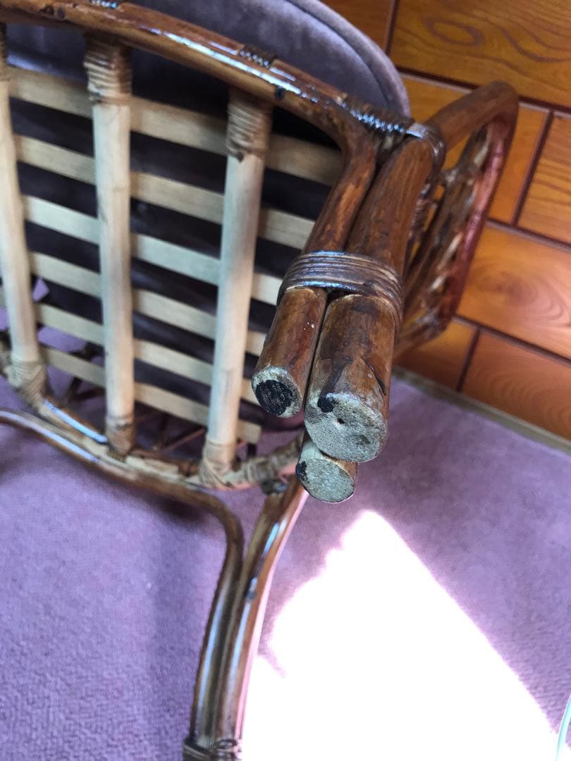 ヴィンテージ ラタン 籐家具 チェア 1脚 古家具 古家具 古民家 クッション