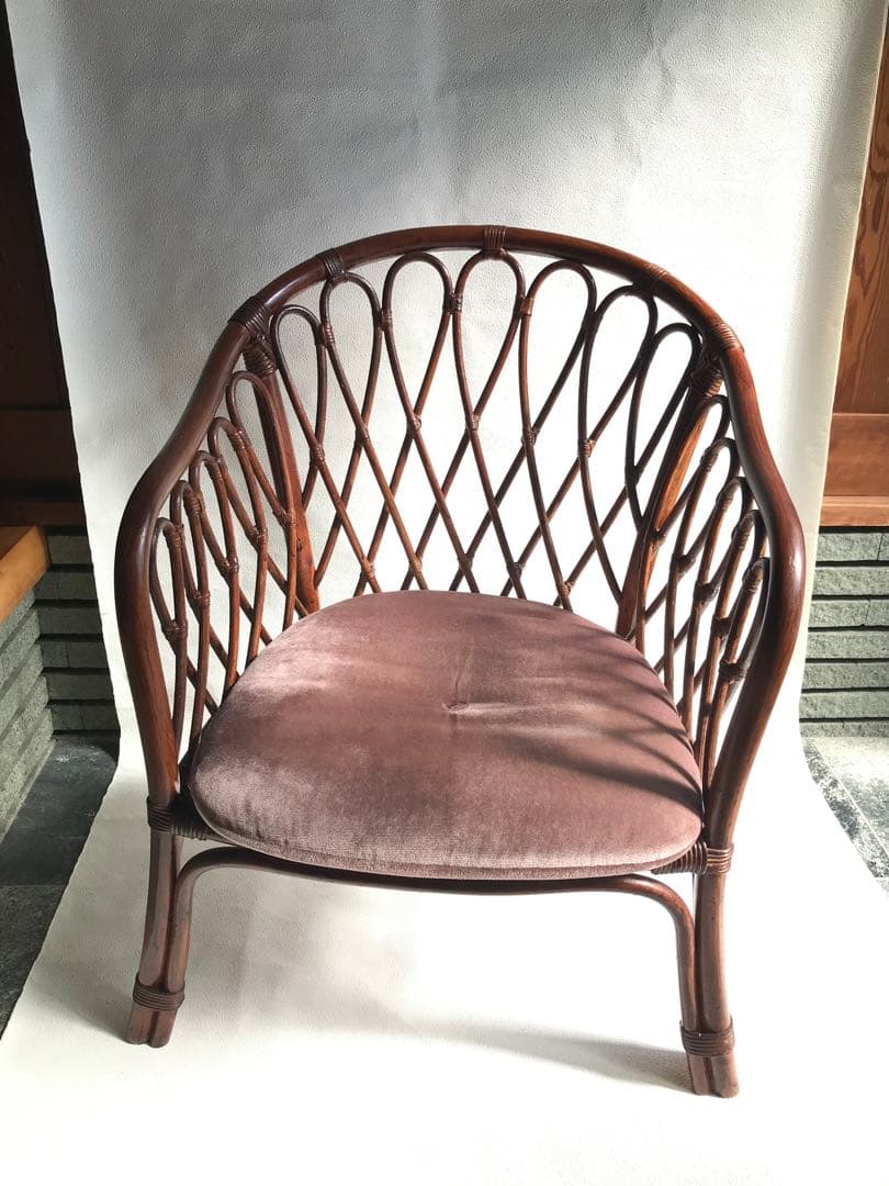 ヴィンテージ ラタン 籐家具 チェア 1脚 古家具 古家具 古民家 クッション