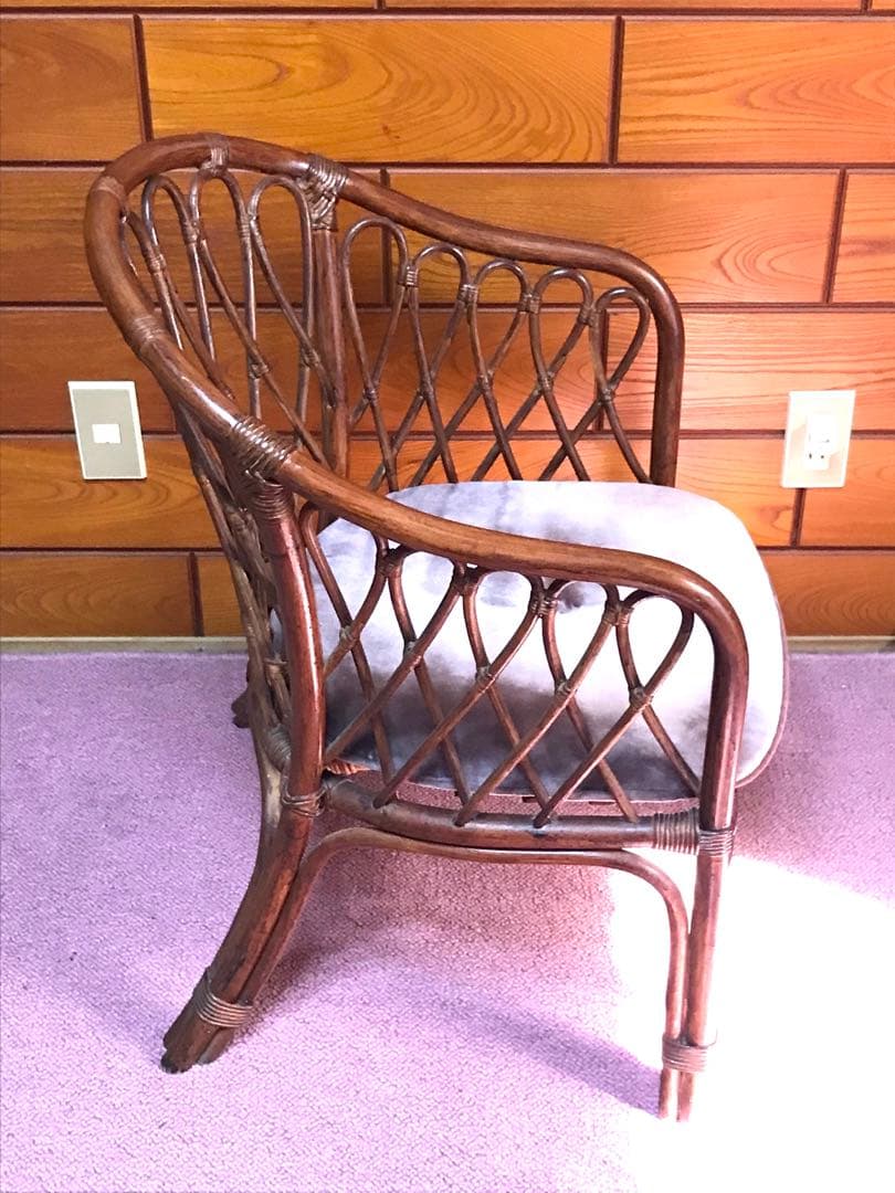 ヴィンテージ ラタン 籐家具 チェア 1脚 古家具 古家具 古民家 クッション