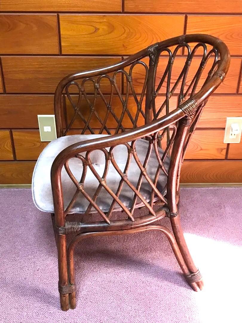 ヴィンテージ ラタン 籐家具 チェア 1脚 古家具 古家具 古民家 クッション