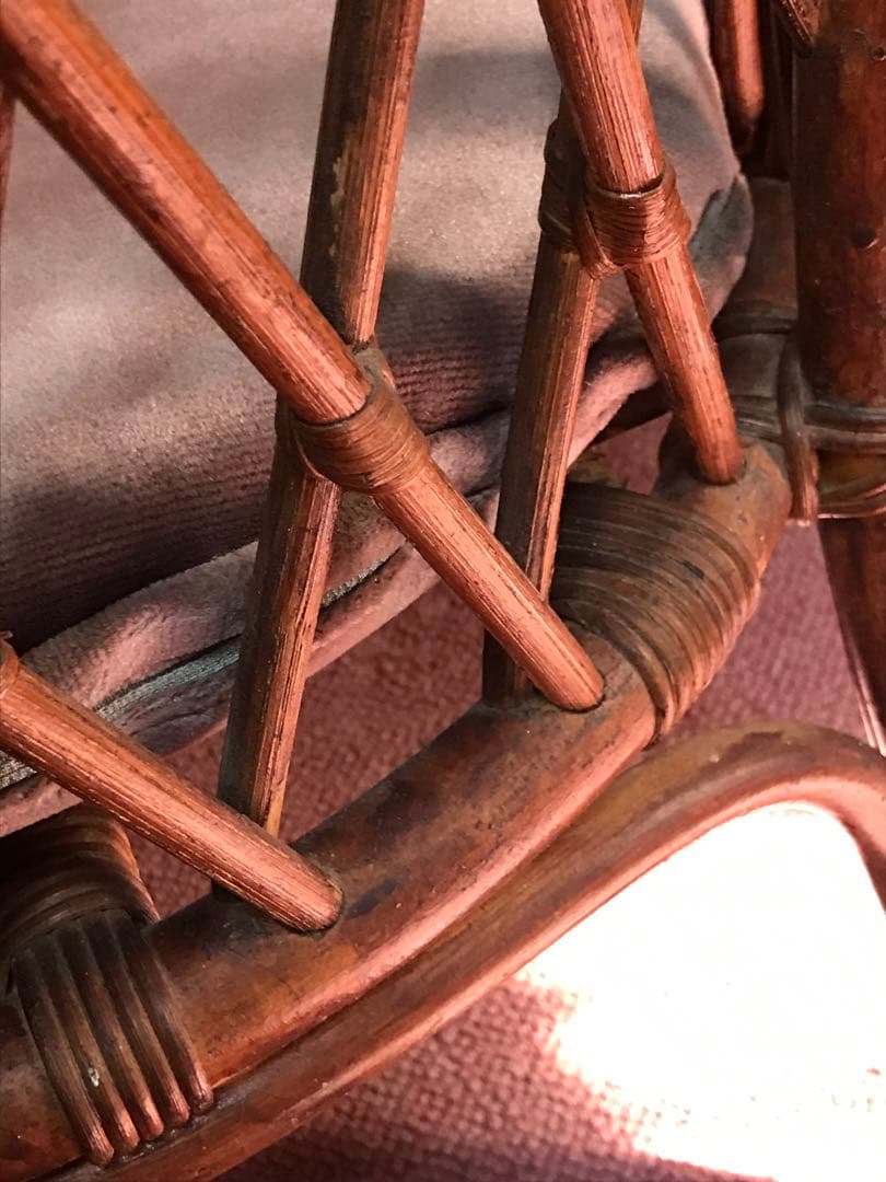 ヴィンテージ ラタン 籐家具 チェア 1脚 古家具 古家具 古民家 クッション