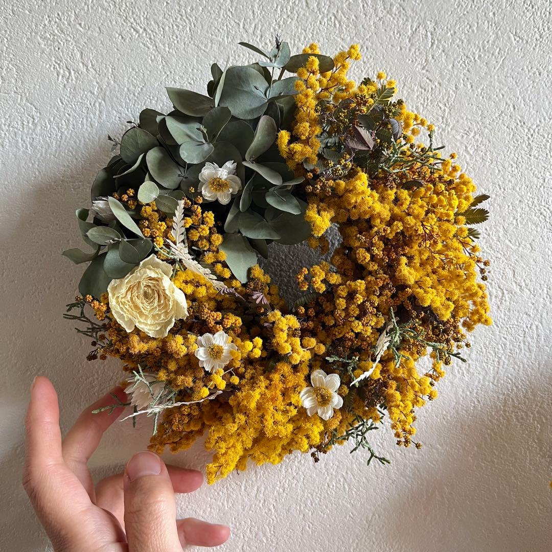 ころんと wreathe (ミモザ) ③ ドライフラワーリース 母の日