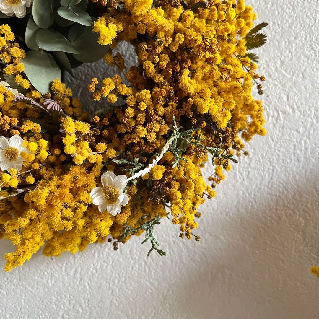 ころんと wreathe (ミモザ) ③ ドライフラワーリース 母の日