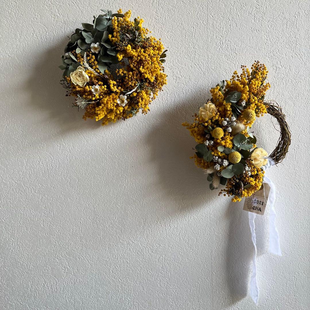 ころんと wreathe (ミモザ) ③ ドライフラワーリース 母の日