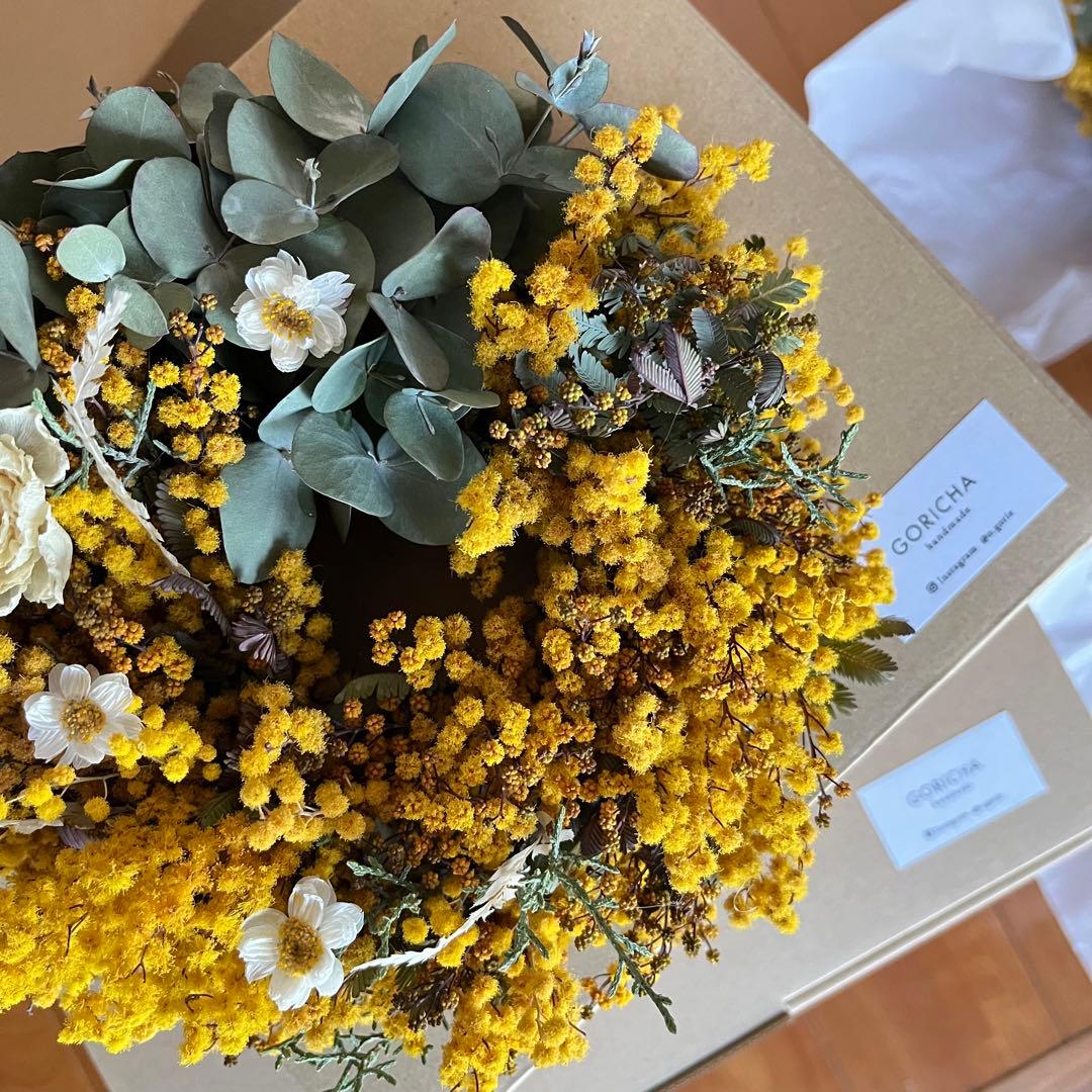 ころんと wreathe (ミモザ) ③ ドライフラワーリース 母の日