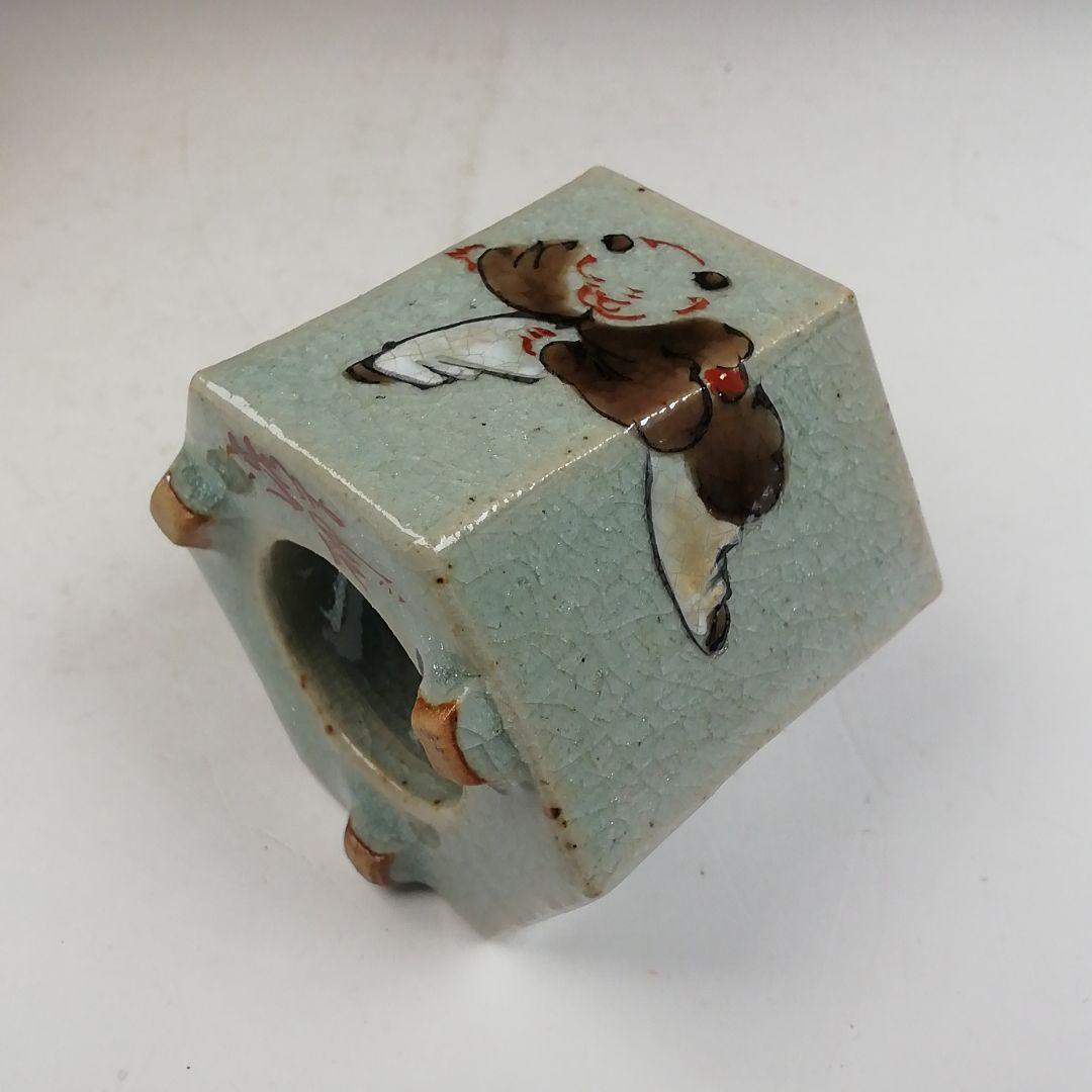 Ｗ４２３　蓋置　『渋草焼』『唐子紋』『渋草柳造』　共箱　茶道具