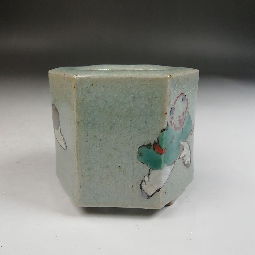 Ｗ４２３　蓋置　『渋草焼』『唐子紋』『渋草柳造』　共箱　茶道具