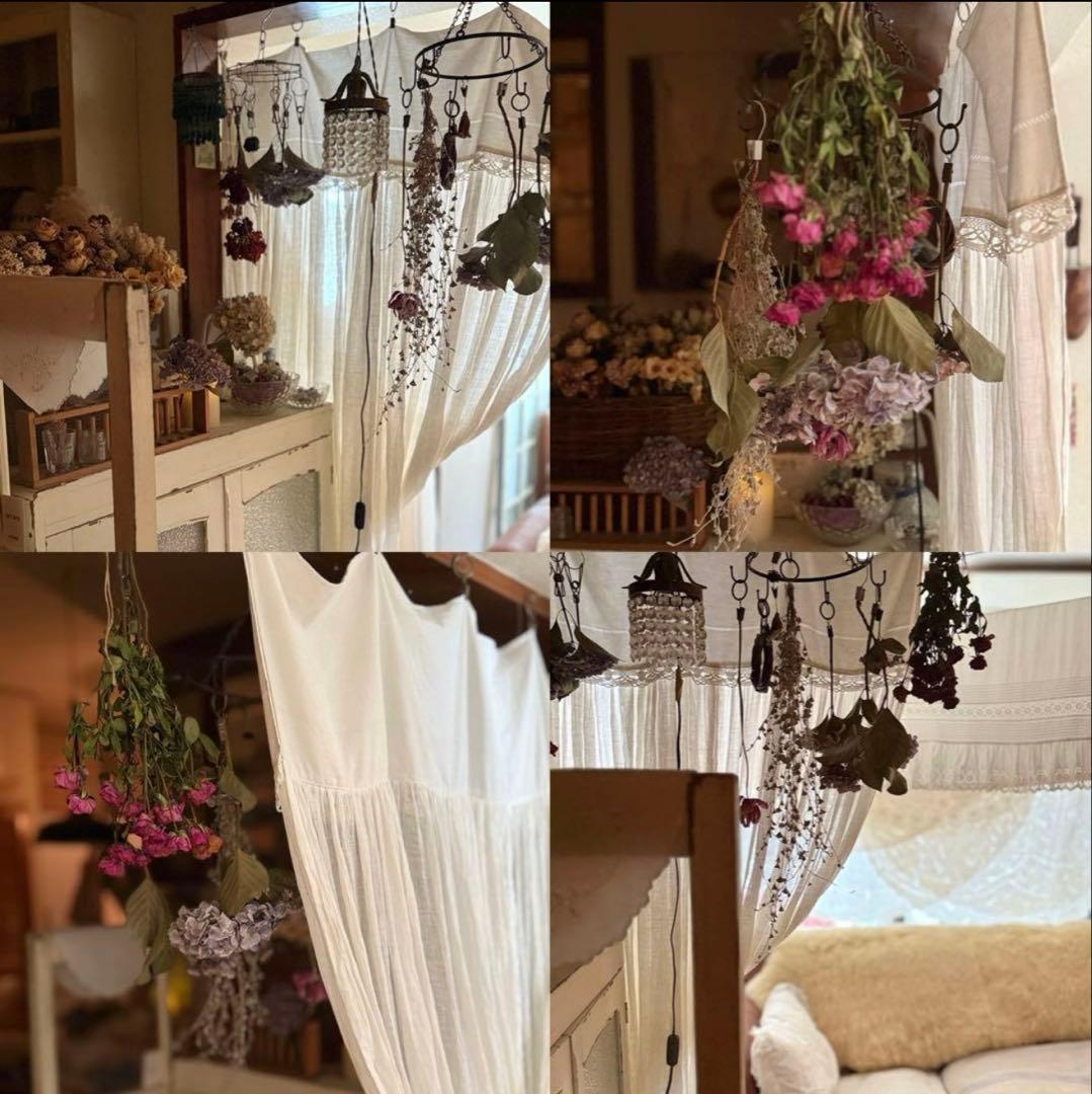 SALE❣️フランスアンティークモノグラム入りリネンガーゼカーテンஐ⋆*