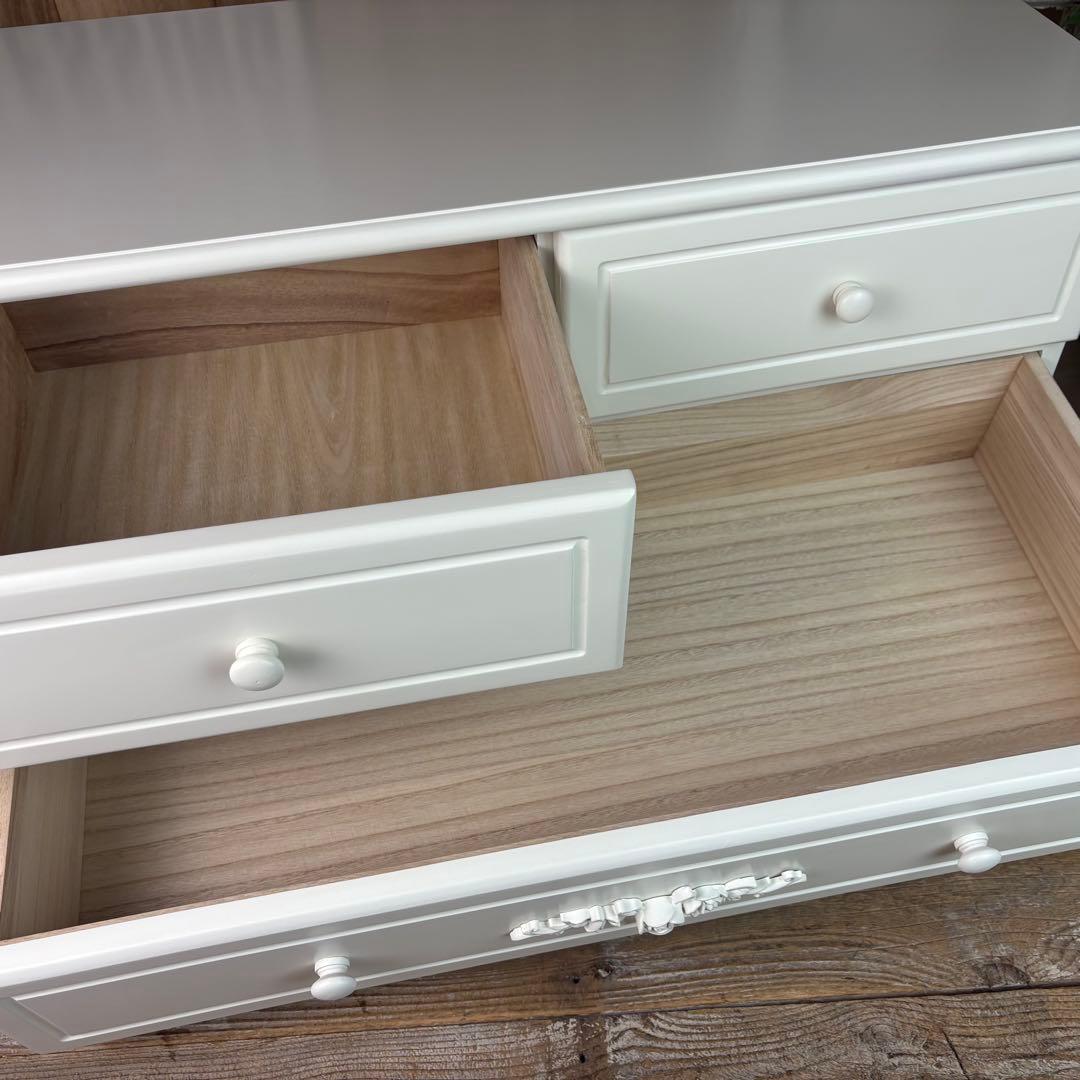 フレンチカントリー調ホワイトチェスト2点セット木製収納家具飾り棚姫系洋タンス