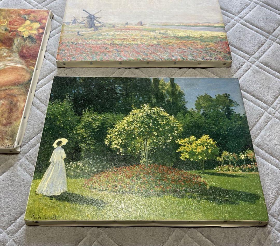 モネ　庭の女　ルノワール　複製画　モネとその仲間たち展　油彩　画布　木枠　絵画