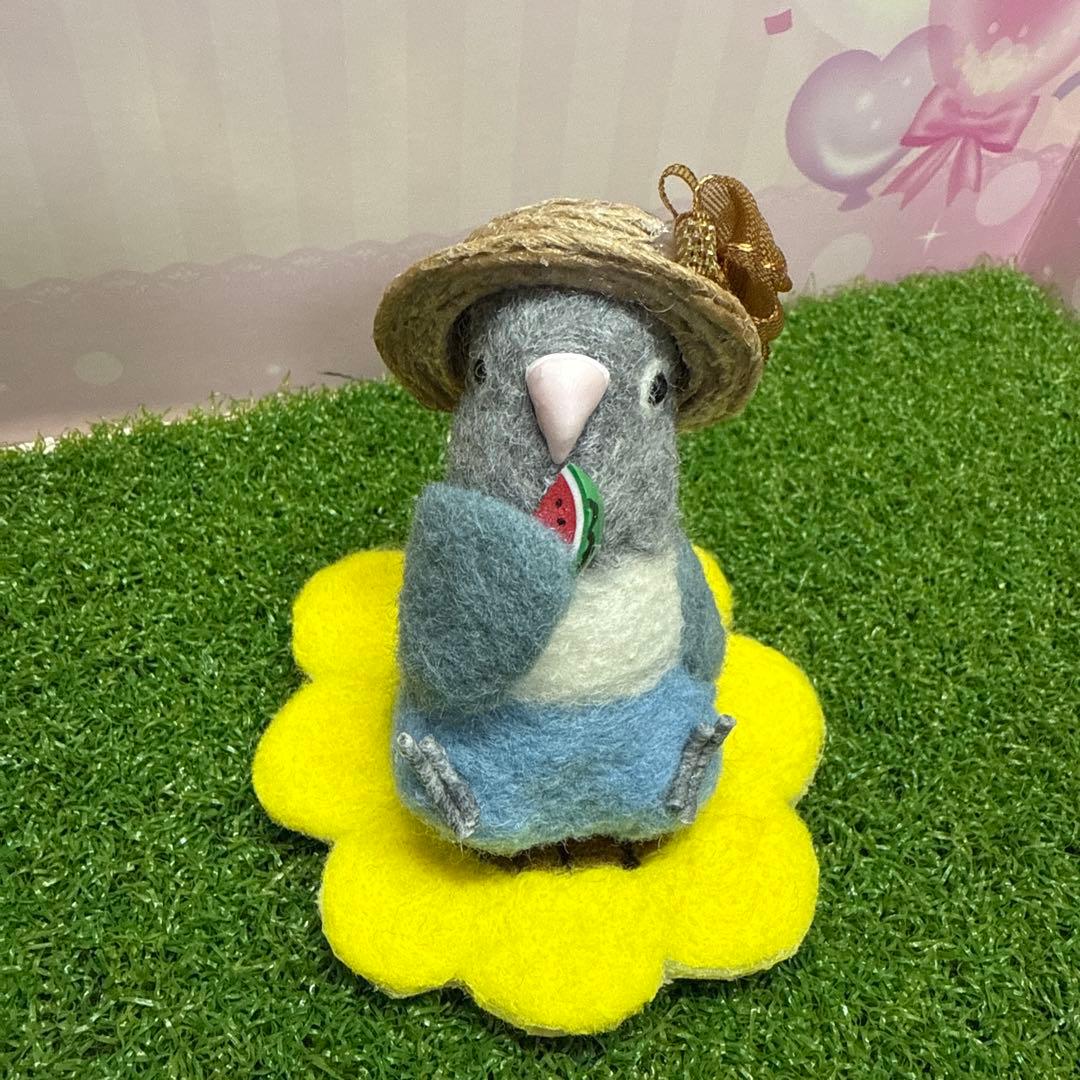 専用ページ　羊毛フェルト　傘でお出かけボタンインコ　鳥