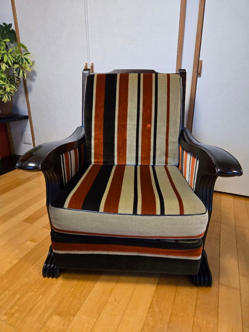 ～5/11最終お値下げ☘️モリシゲ ヴィンテージストライプチェア 一人掛け