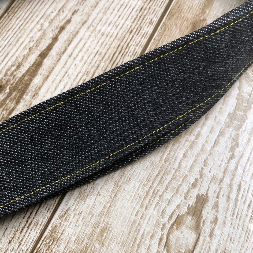 トートバッグ　ハンドメイド　デニムリメイク　ブラック　イエロー　ゴールドW