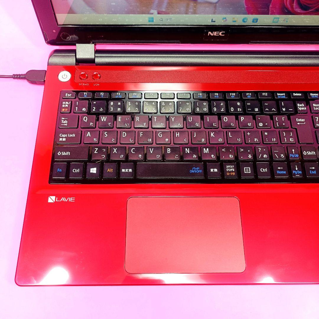 超大容量1TB！オフィス✨カメラ付赤ノートパソコン✨オシャレ✨人気✨薄型✨初心者