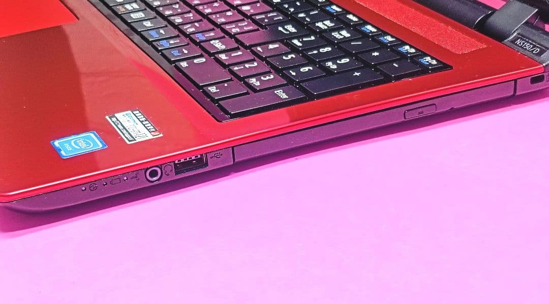 超大容量1TB！オフィス✨カメラ付赤ノートパソコン✨オシャレ✨人気✨薄型✨初心者