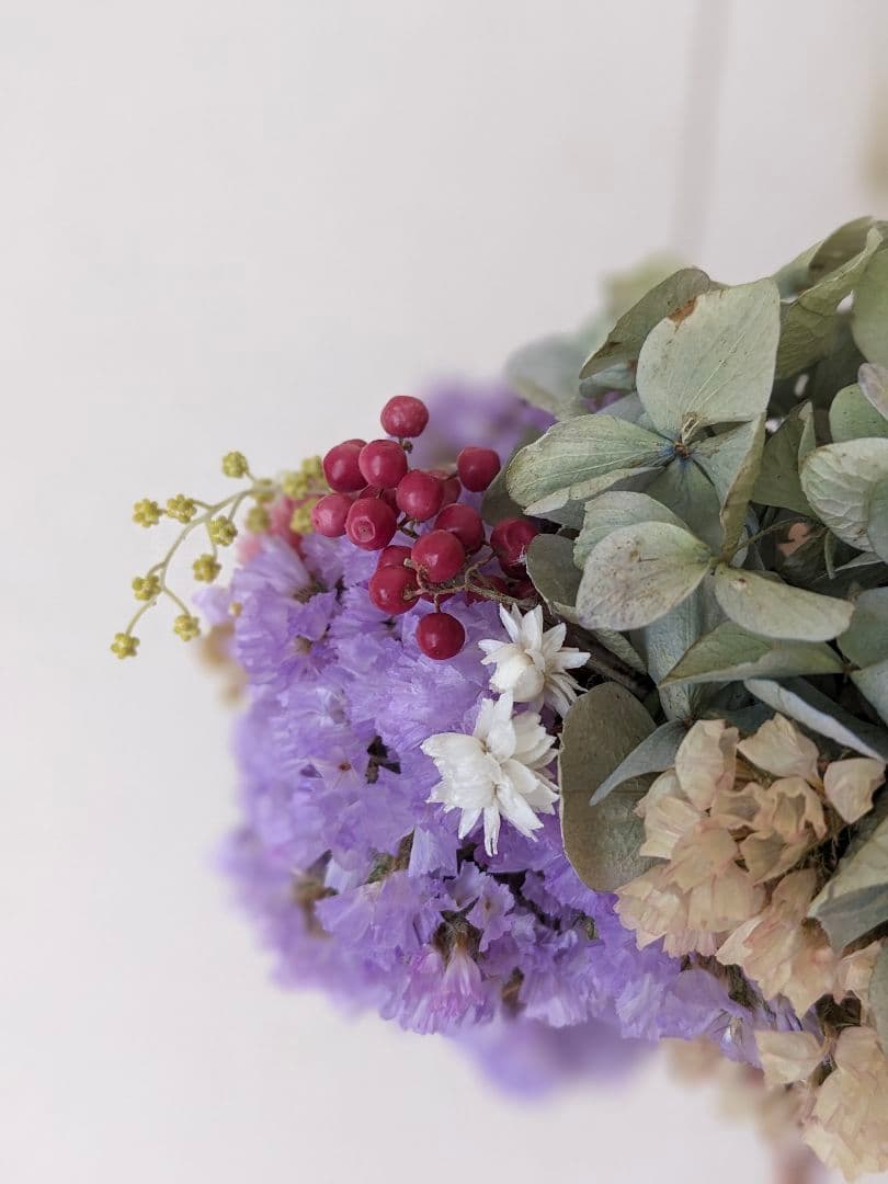 【お値下げ】紫陽花と淡色スターチスのフライングリース♡