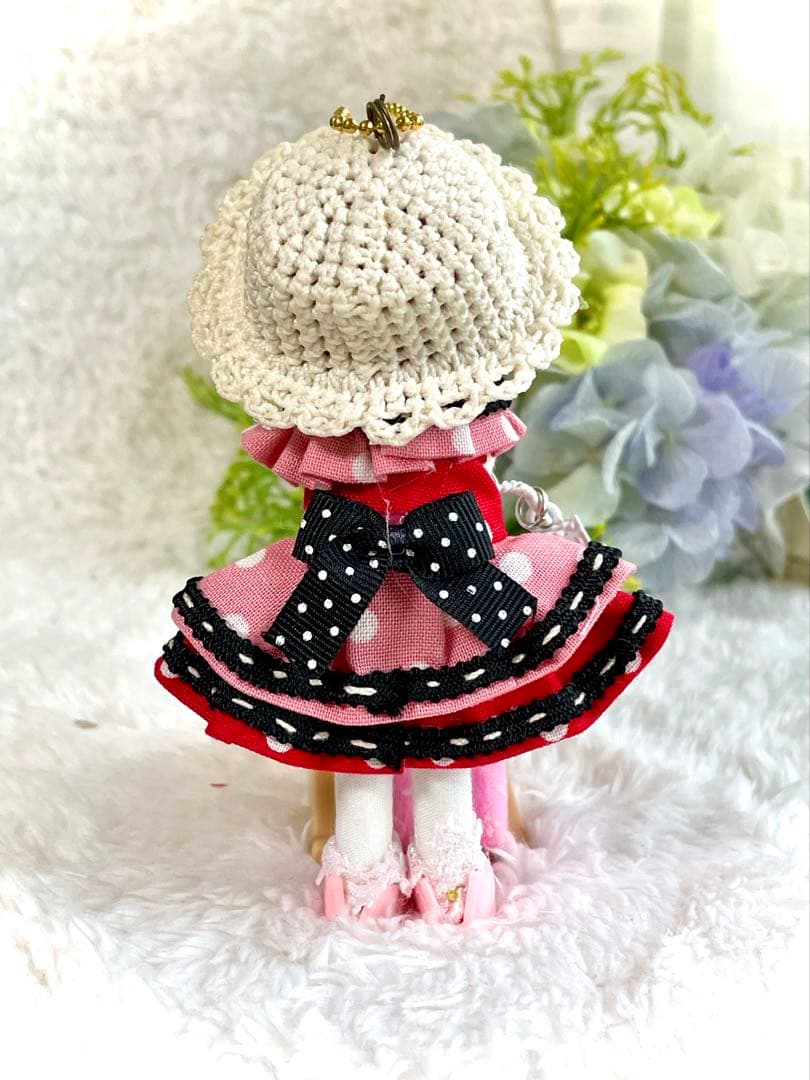 カントリードール❤️エビ茶チェックミニ❤️ハンドメイド♡ドールチャーム
