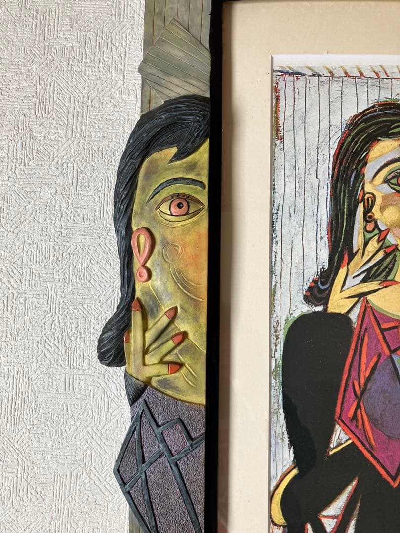 ドラ・マールの肖像　ピカソ　 立体面白い額縁　3D 大