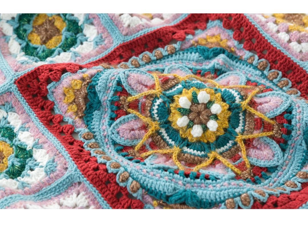 かぎ針編み 藍染 グラニースクエア マルチカバー ひざかけ こたつカバー