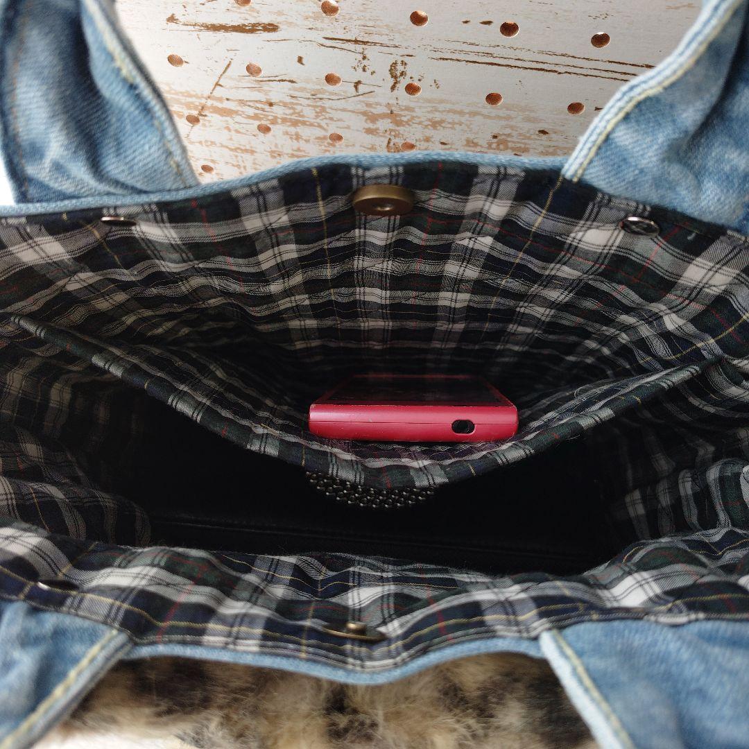 コヤンイサムチョン　リトルサンダー　デニムリメイクトートバッグ　フリル