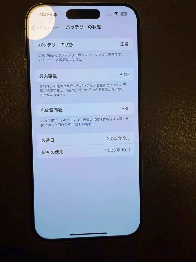 Apple iPhone 15Pro 本体 未使用画面とカメラの保護シート付き