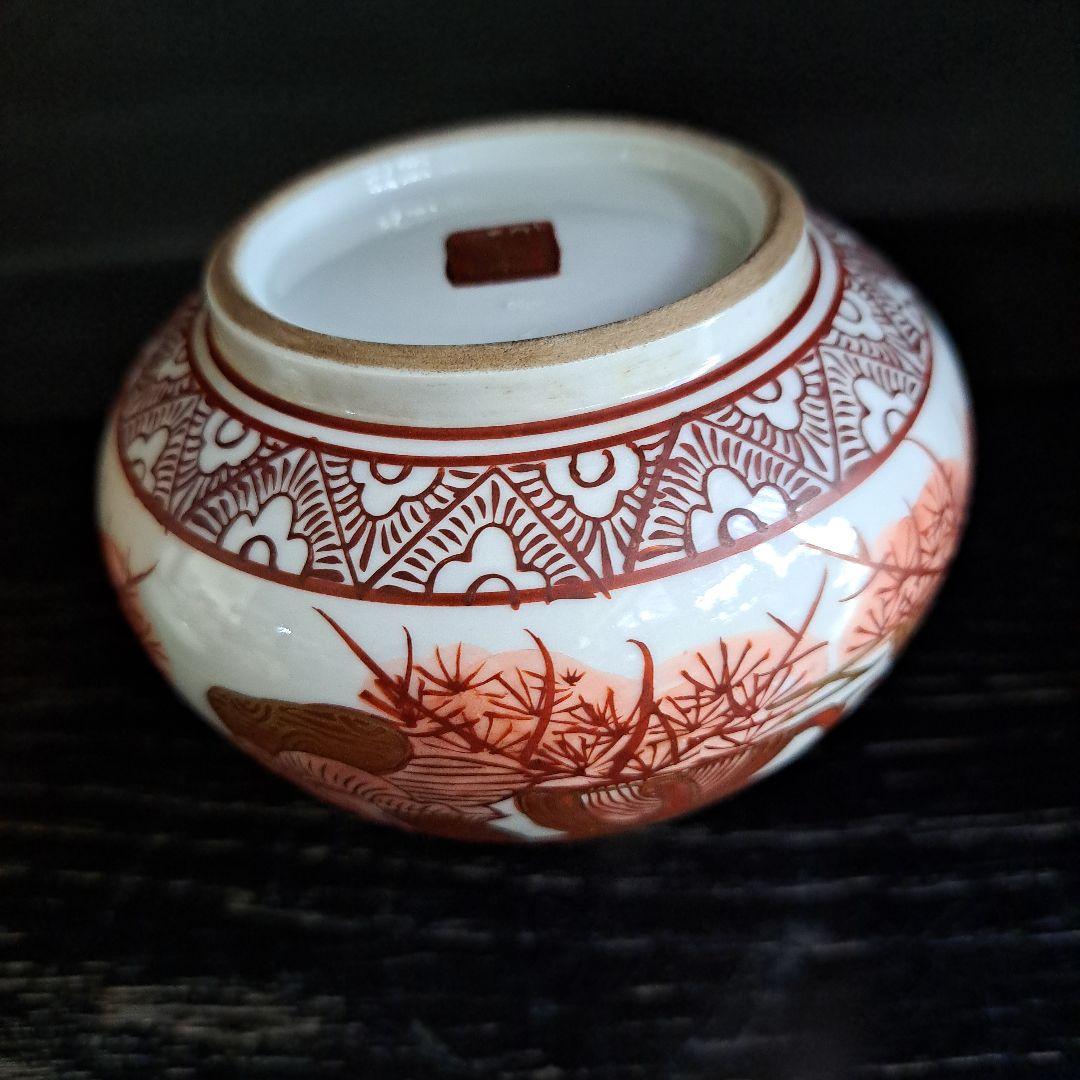 江戸中期　油壺　幻の湖東焼　赤絵金彩人物図　極上