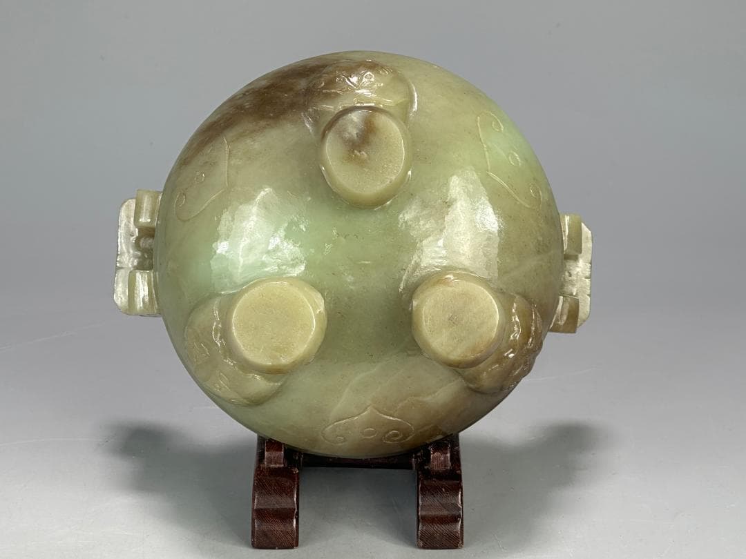 UM4-1中国美術　玉石製　青玉鼎式香炉　置物　時代物　唐物