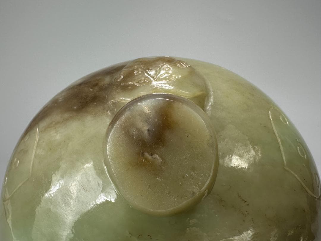 UM4-1中国美術　玉石製　青玉鼎式香炉　置物　時代物　唐物