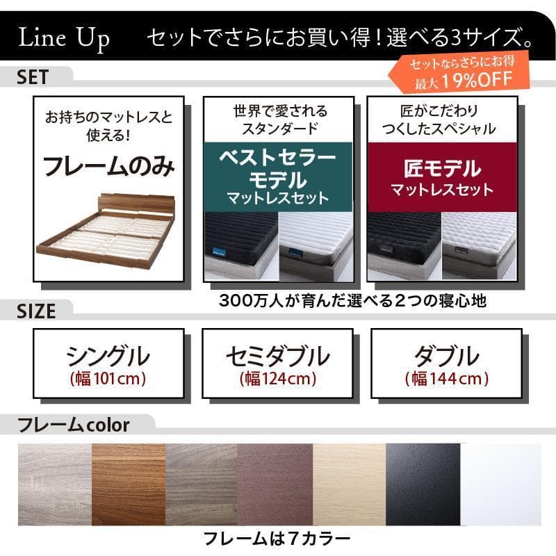 セール！新品 送料込 ダブルベッド マットレス付 棚 コンセント付 ブラック