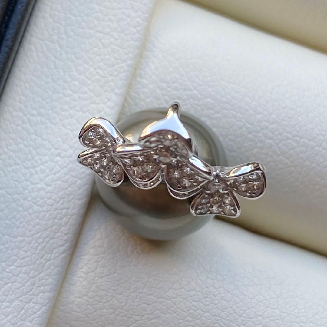 本真珠　南洋黒蝶真珠ネックレストップ　12ダークグリーンPT711