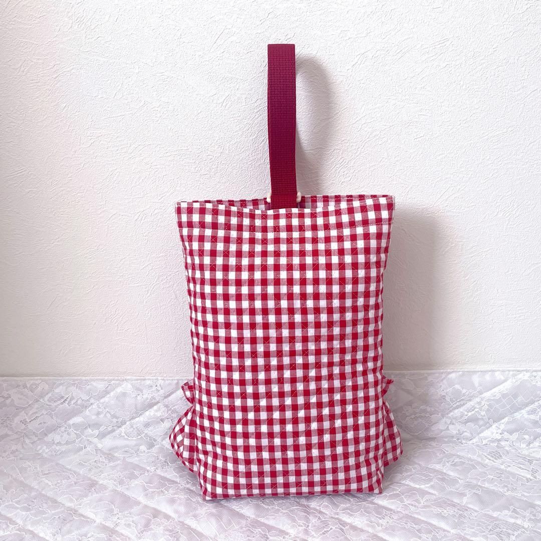 レッスンバッグ.体操服入れ.上靴袋3点セット♡ギンガムチェック柄キルト(レッド)