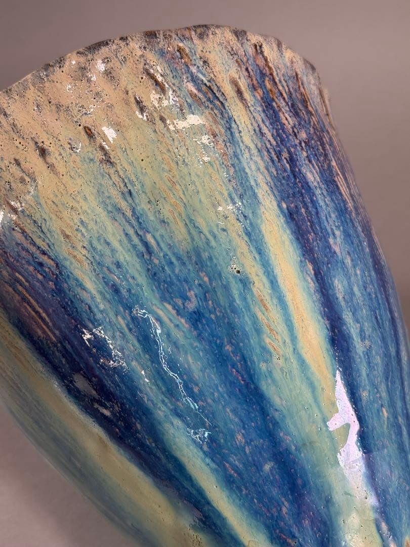 いけばな　池坊　京焼の名工　晴雲山 宇野仁松　窯変 辰砂釉花器 花瓶 花入 置物