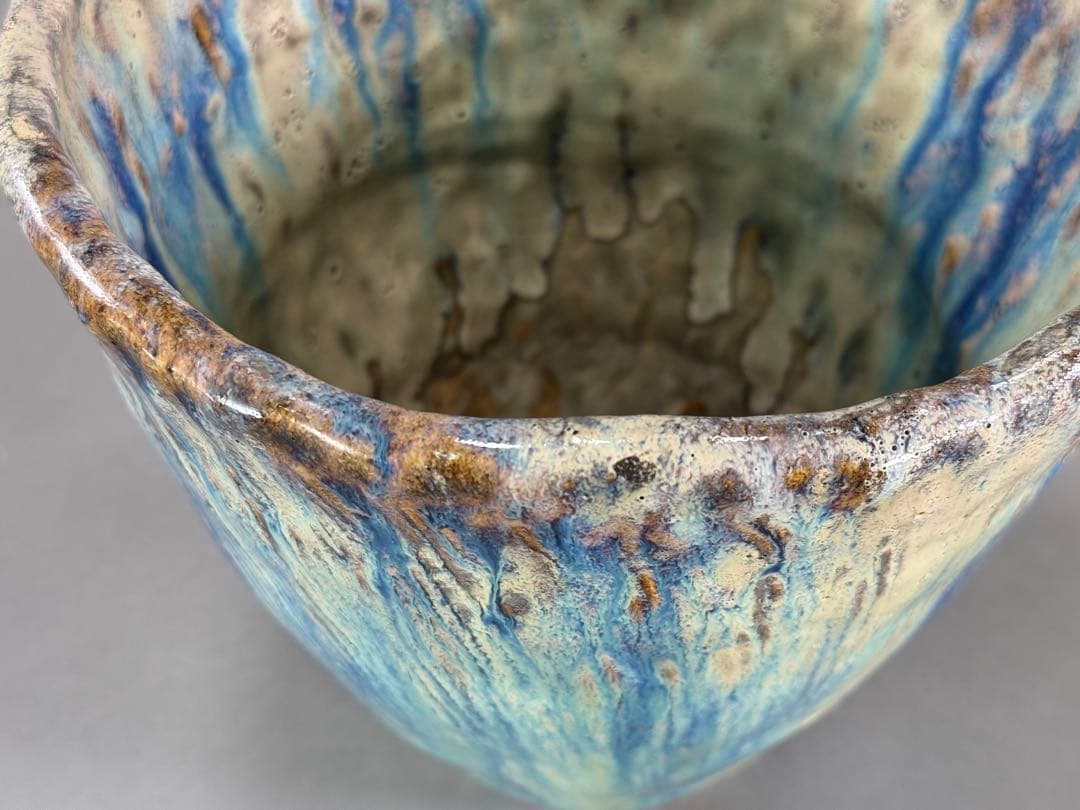 いけばな　池坊　京焼の名工　晴雲山 宇野仁松　窯変 辰砂釉花器 花瓶 花入 置物