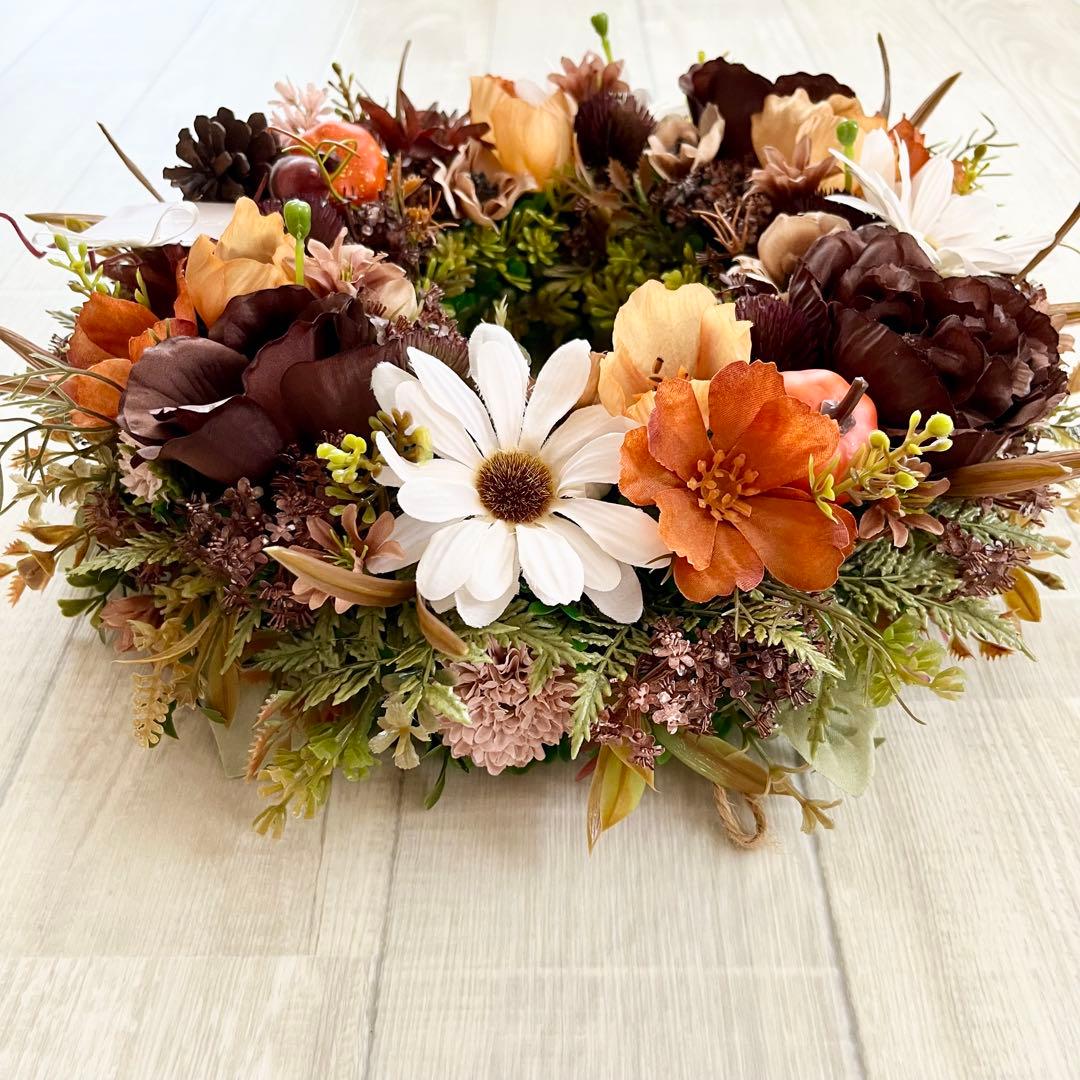 秋リース 紅葉 リース ブラウン 大きめ 豪華 ナチュラルリース