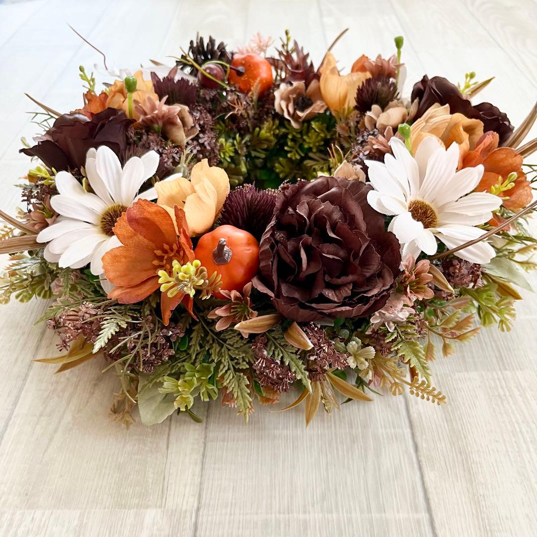 秋リース 紅葉 リース ブラウン 大きめ 豪華 ナチュラルリース