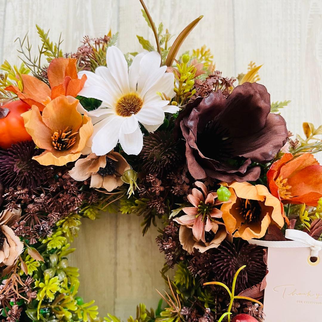 秋リース 紅葉 リース ブラウン 大きめ 豪華 ナチュラルリース