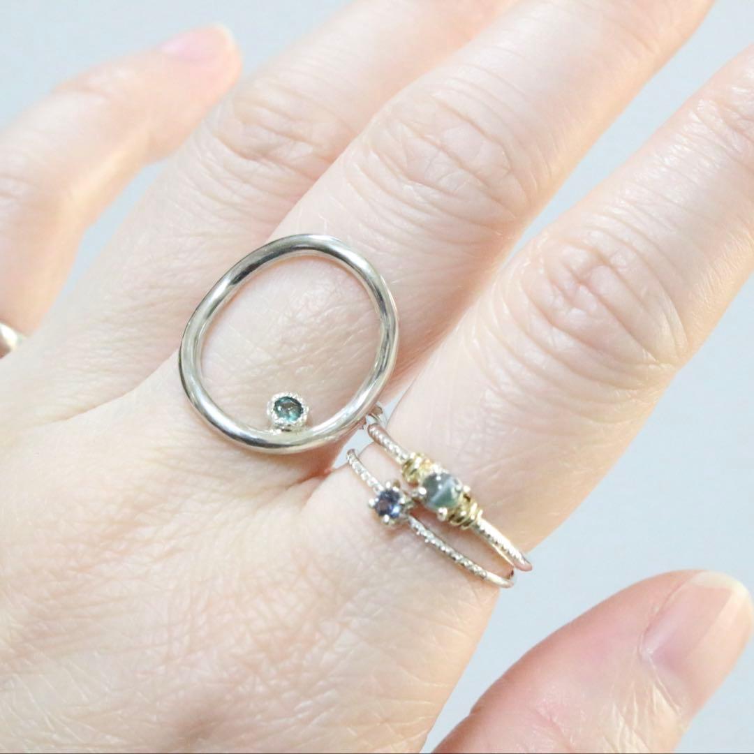 カラチェン✴︎楽しいアレキサンドライトの覆輪サークルオーバルシルバーリング約10号