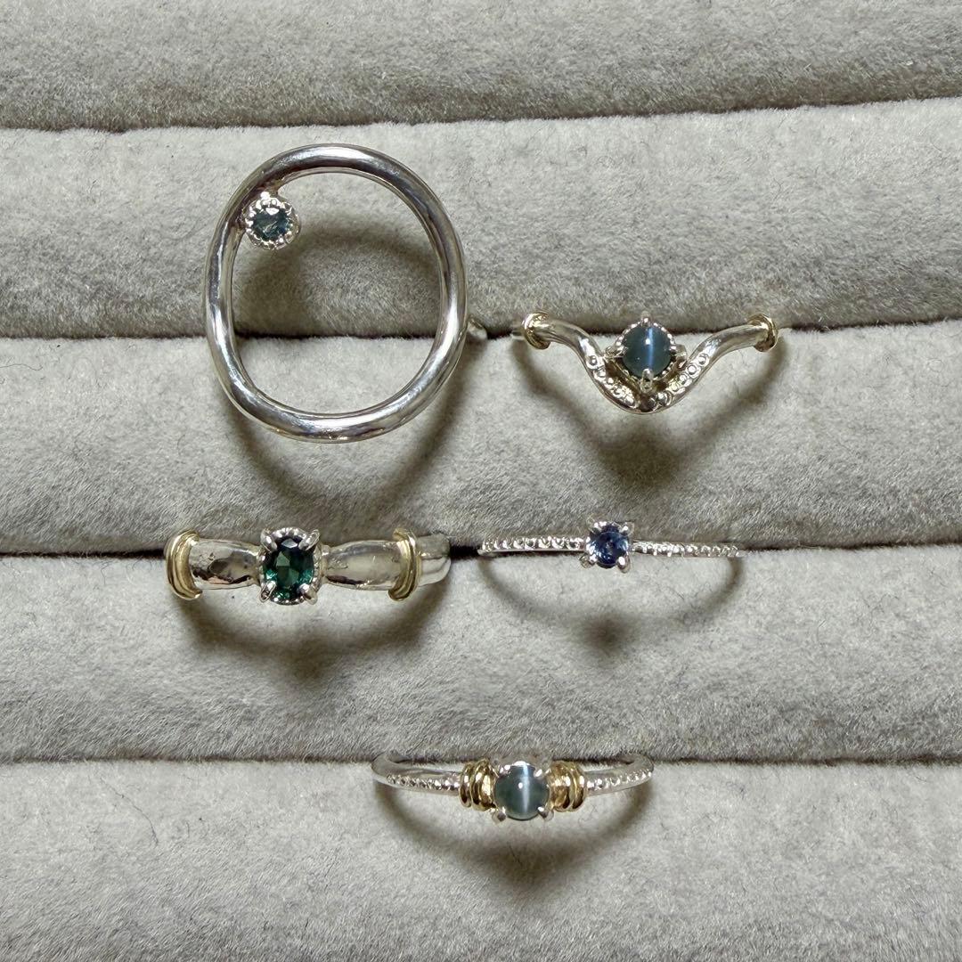 カラチェン✴︎楽しいアレキサンドライトの覆輪サークルオーバルシルバーリング約10号