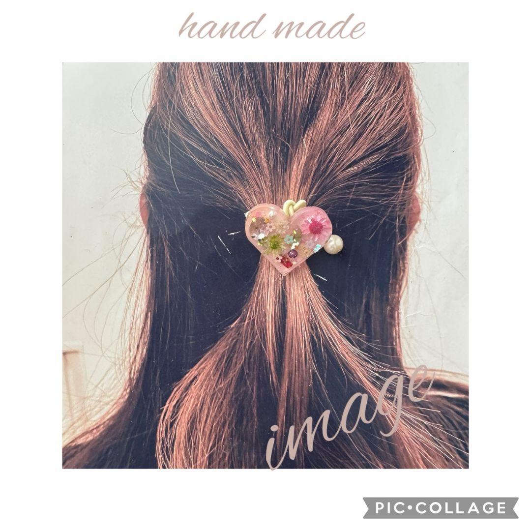 リリィ様お取り置き№4044 ハート型フラワーレジンヘアゴム
