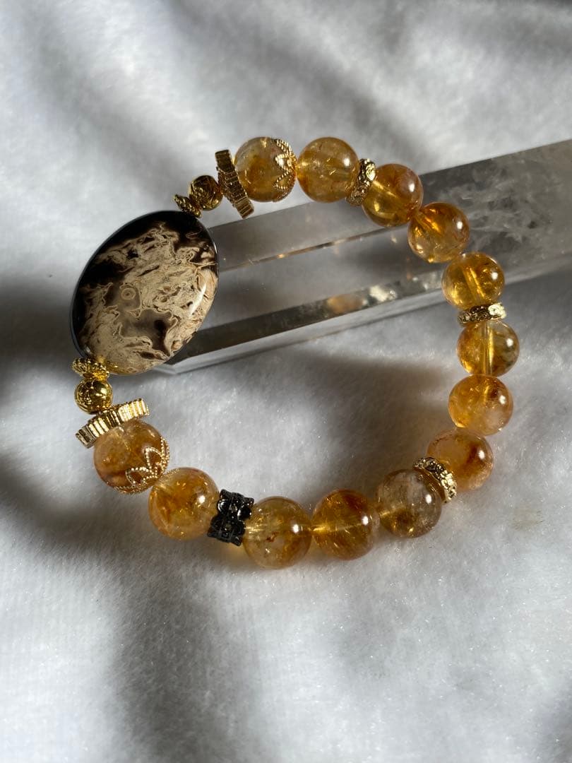 パームルートとミルキーシトリンの美しいブレスレットですパワーストーン