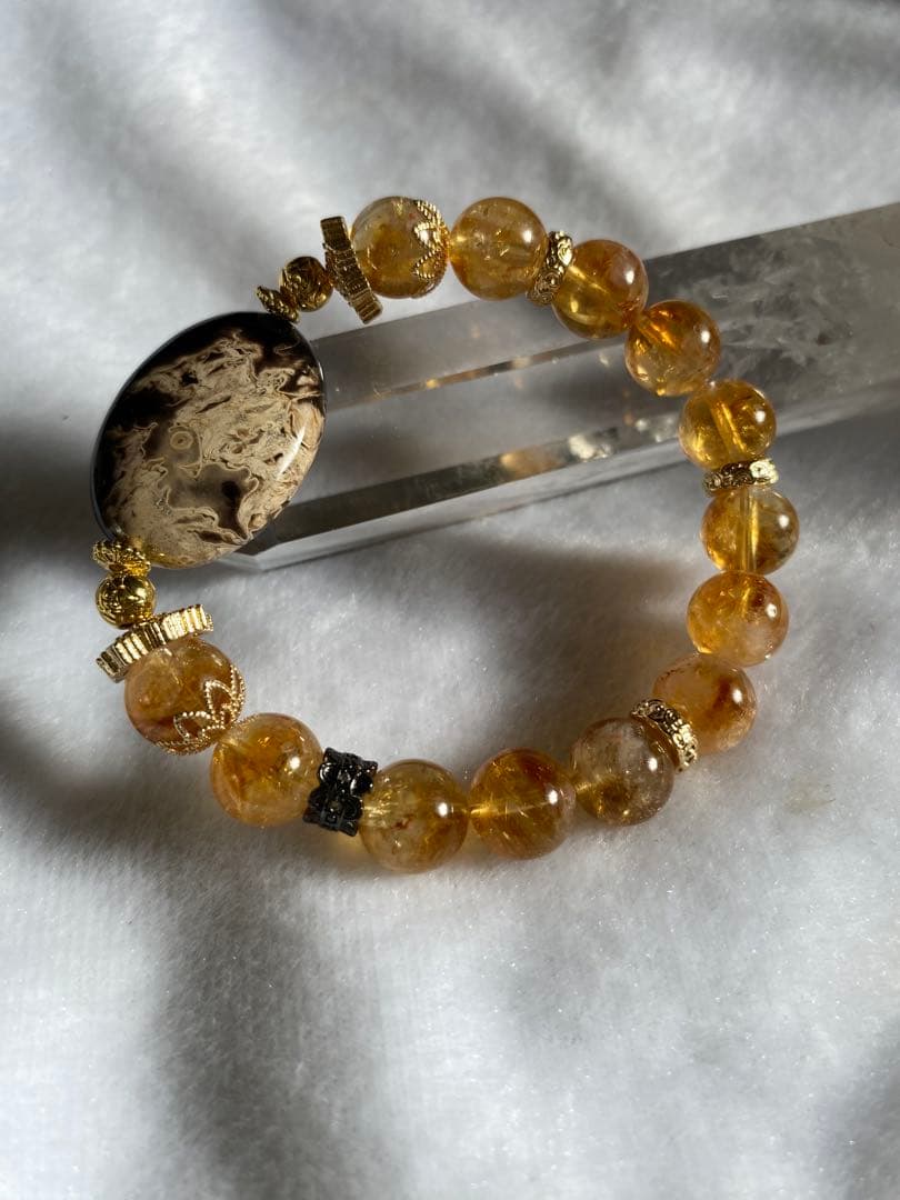 パームルートとミルキーシトリンの美しいブレスレットですパワーストーン