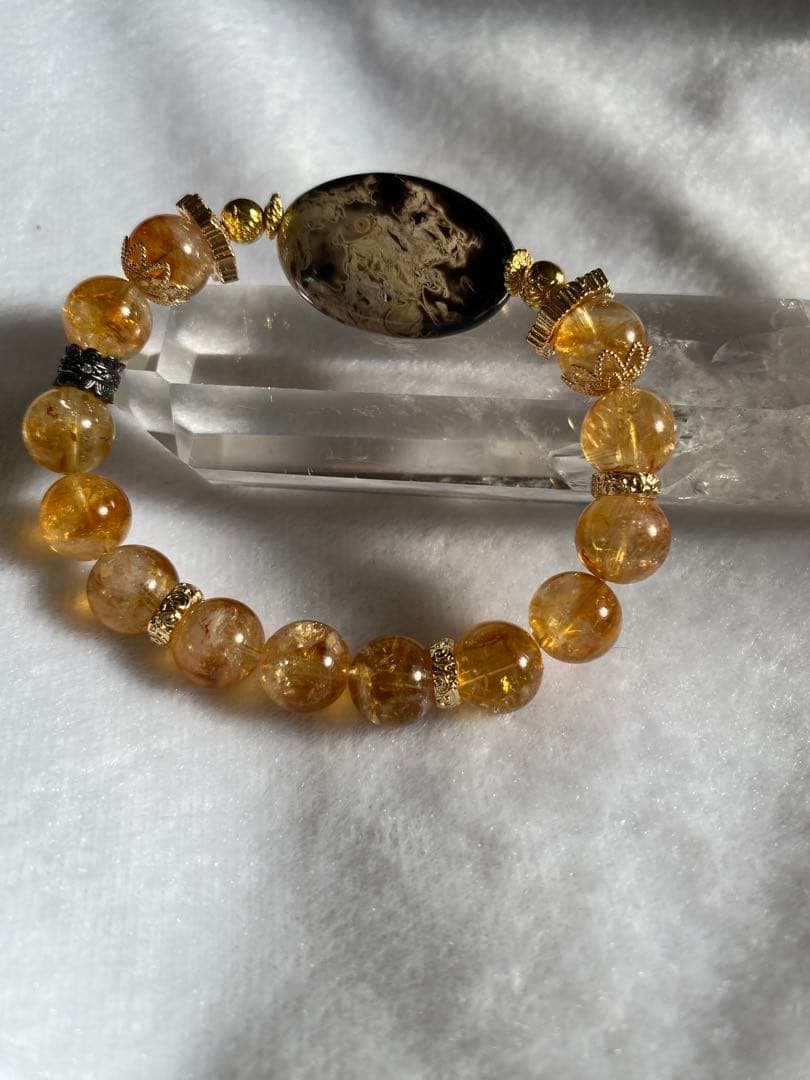 パームルートとミルキーシトリンの美しいブレスレットですパワーストーン